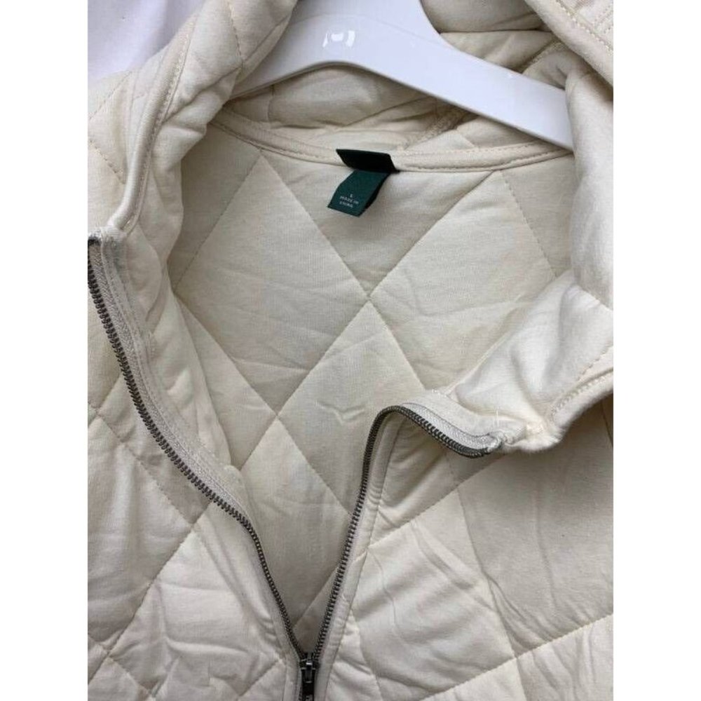 Wild Fable Light Beige Long Sleeve Full Zip Hooded Quilted Jacket Size L… - Picture 2 of 4